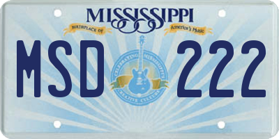 MS license plate MSD222