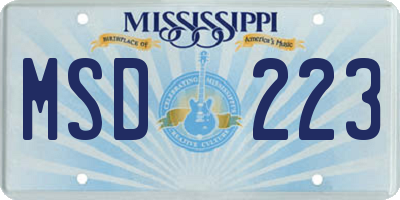 MS license plate MSD223