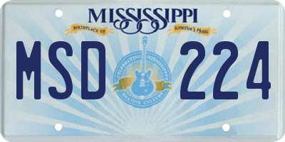 MS license plate MSD224