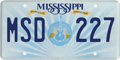 MS license plate MSD227