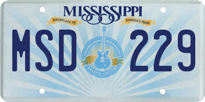 MS license plate MSD229