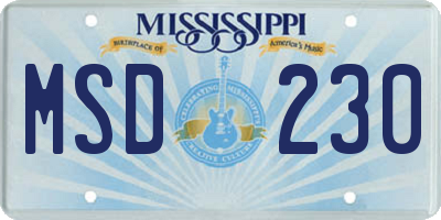 MS license plate MSD230