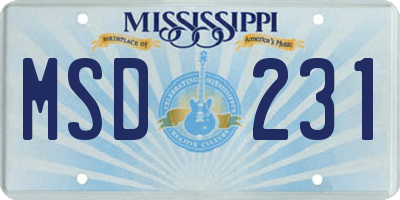 MS license plate MSD231