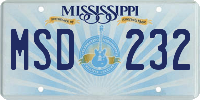 MS license plate MSD232