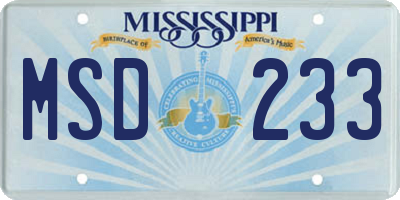 MS license plate MSD233