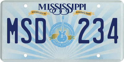 MS license plate MSD234