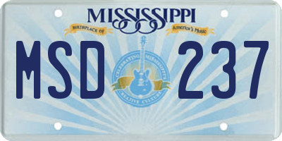MS license plate MSD237