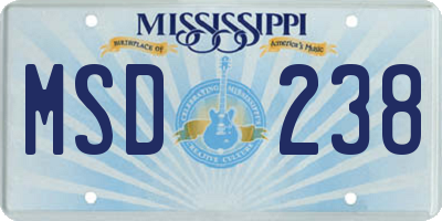 MS license plate MSD238