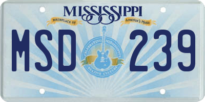 MS license plate MSD239