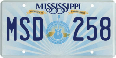 MS license plate MSD258