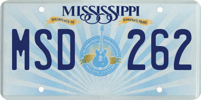 MS license plate MSD262