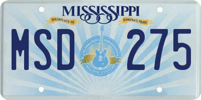 MS license plate MSD275