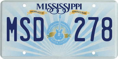 MS license plate MSD278