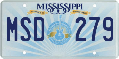 MS license plate MSD279