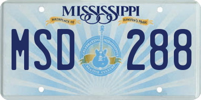 MS license plate MSD288