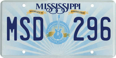 MS license plate MSD296
