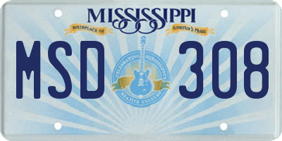 MS license plate MSD308