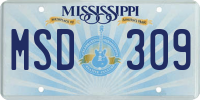 MS license plate MSD309