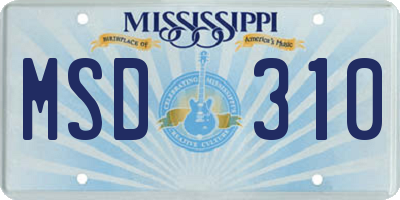 MS license plate MSD310