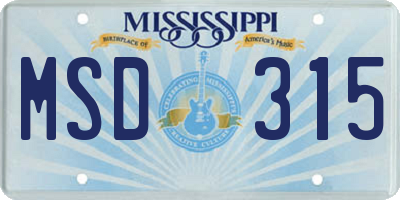 MS license plate MSD315