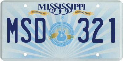 MS license plate MSD321