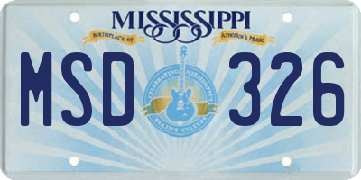 MS license plate MSD326