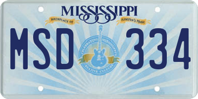 MS license plate MSD334