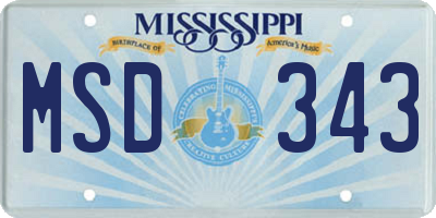 MS license plate MSD343