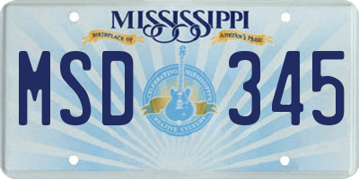 MS license plate MSD345