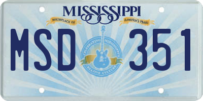 MS license plate MSD351