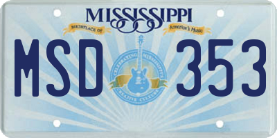 MS license plate MSD353