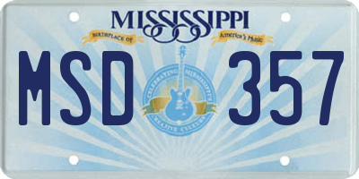 MS license plate MSD357