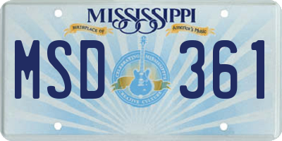 MS license plate MSD361
