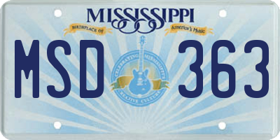 MS license plate MSD363