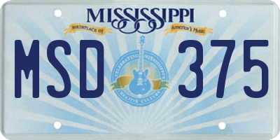 MS license plate MSD375