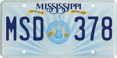MS license plate MSD378
