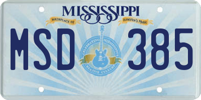 MS license plate MSD385