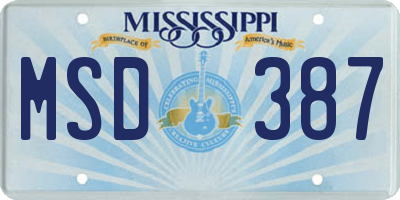 MS license plate MSD387