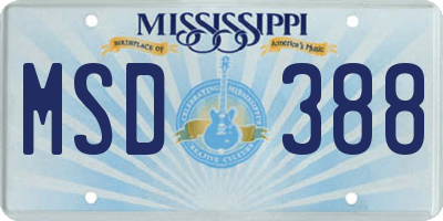MS license plate MSD388
