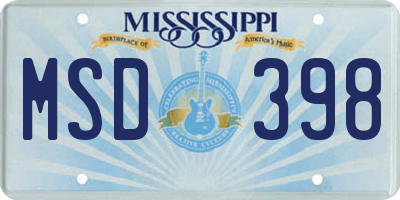 MS license plate MSD398