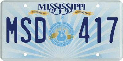 MS license plate MSD417