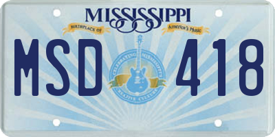 MS license plate MSD418