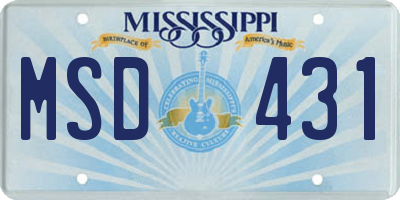 MS license plate MSD431