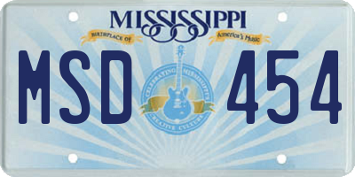MS license plate MSD454