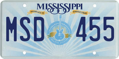 MS license plate MSD455