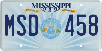 MS license plate MSD458