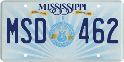 MS license plate MSD462