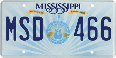 MS license plate MSD466