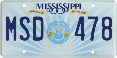 MS license plate MSD478
