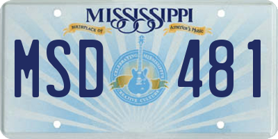 MS license plate MSD481